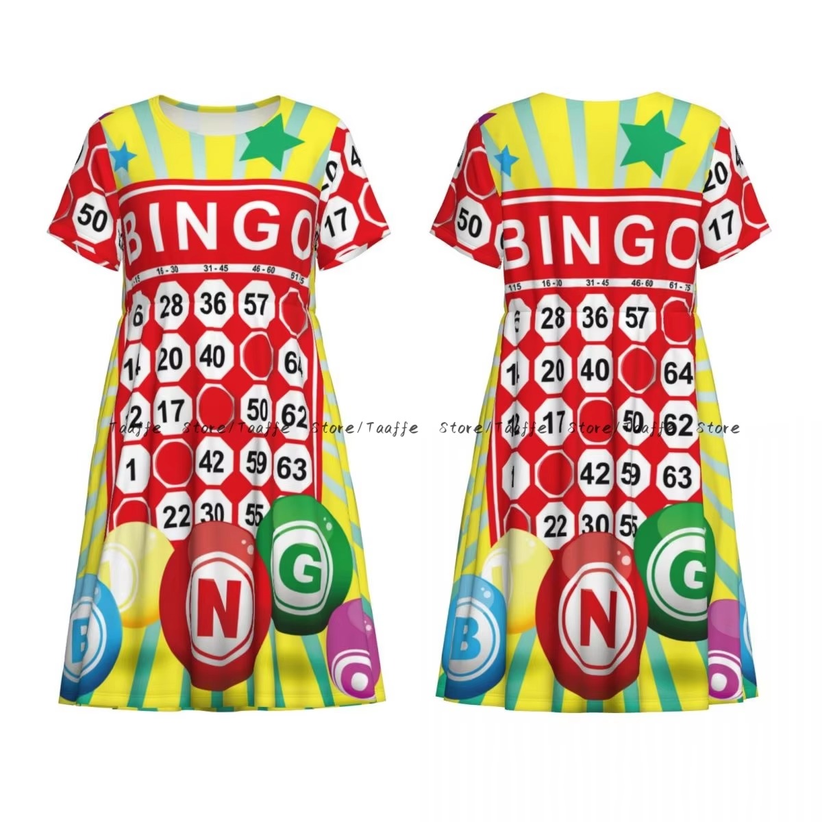 Bingo Night Casual Short Sleeve Waist Dress