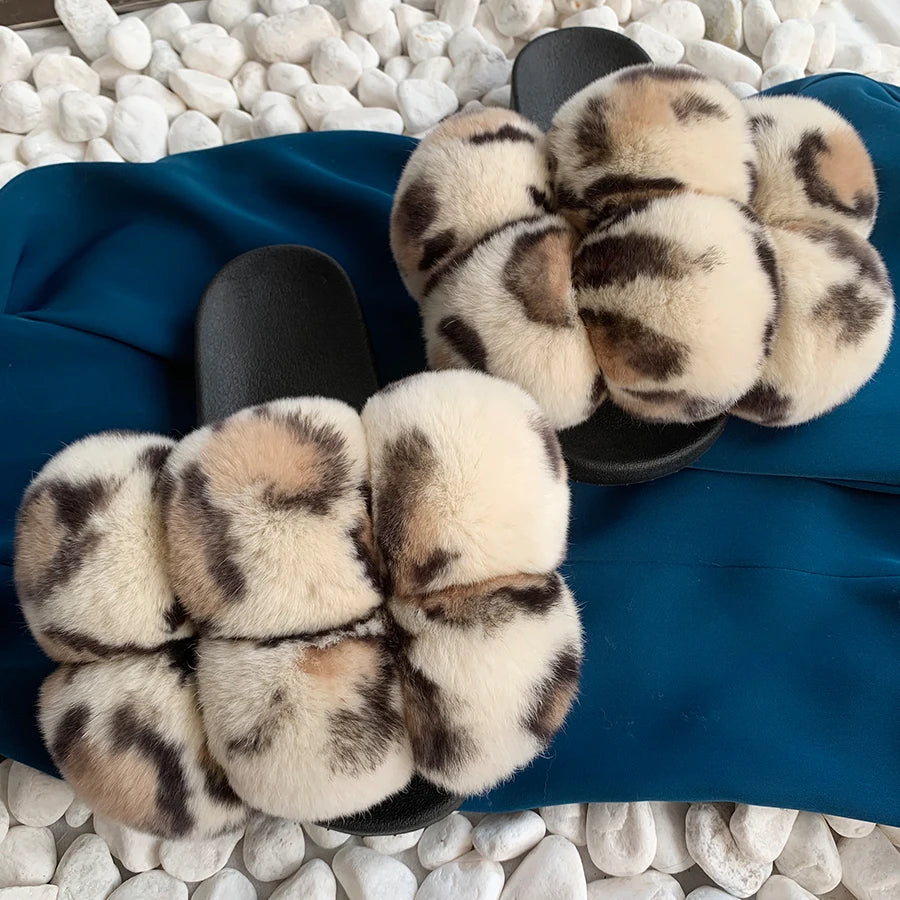 PomPom Fur Slippers Women