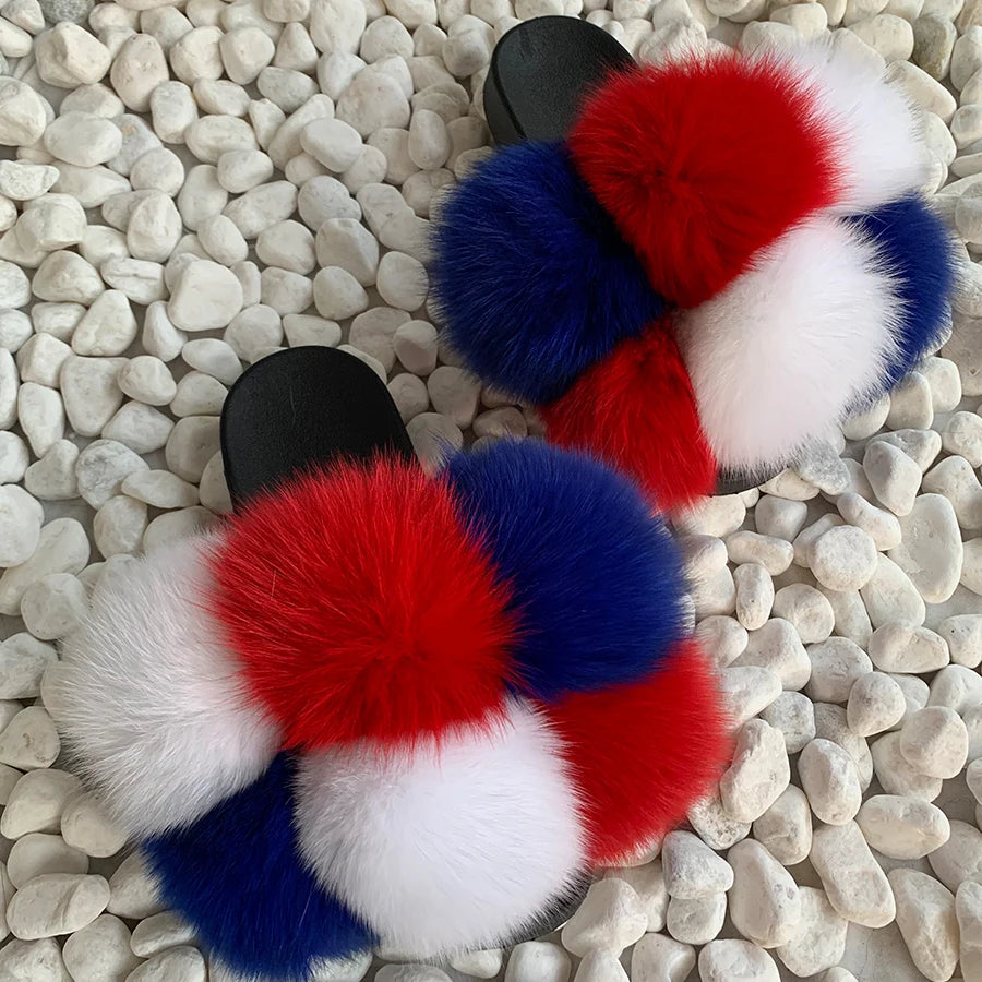 PomPom Fur Slippers Women