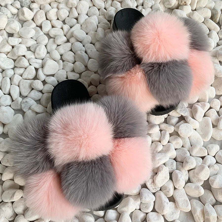 PomPom Fur Slippers Women