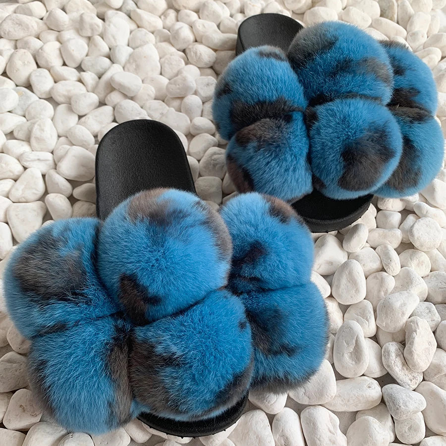 PomPom Fur Slippers Women