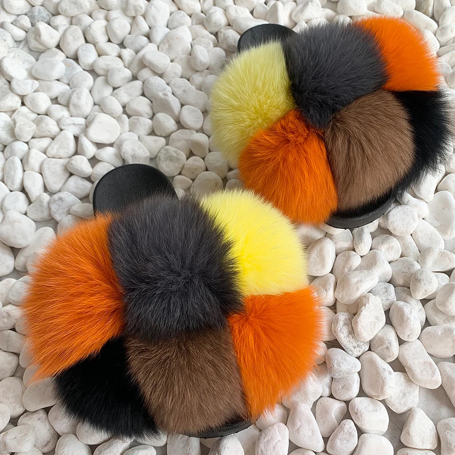 PomPom Fur Slippers Women