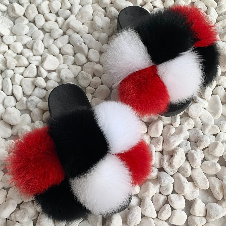 PomPom Fur Slippers Women