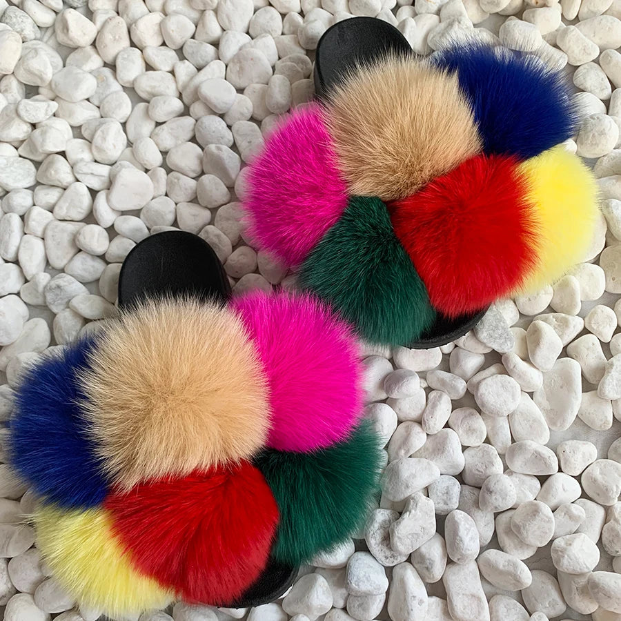 PomPom Fur Slippers Women