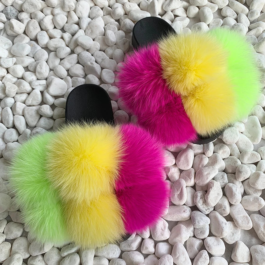 PomPom Fur Slippers Women