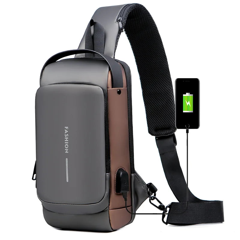 Crossbody Bag Waterproof USB Anti-Theft Shoulder Bag