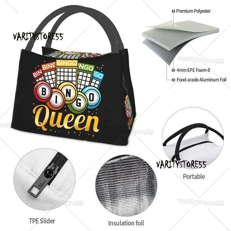 Bingo Queen Insulated Lunch Bag for Women Leakproof