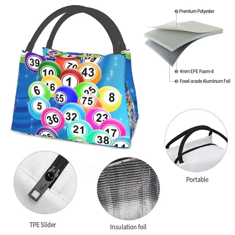 Bingo Balls Insulated Lunch Bag for Women