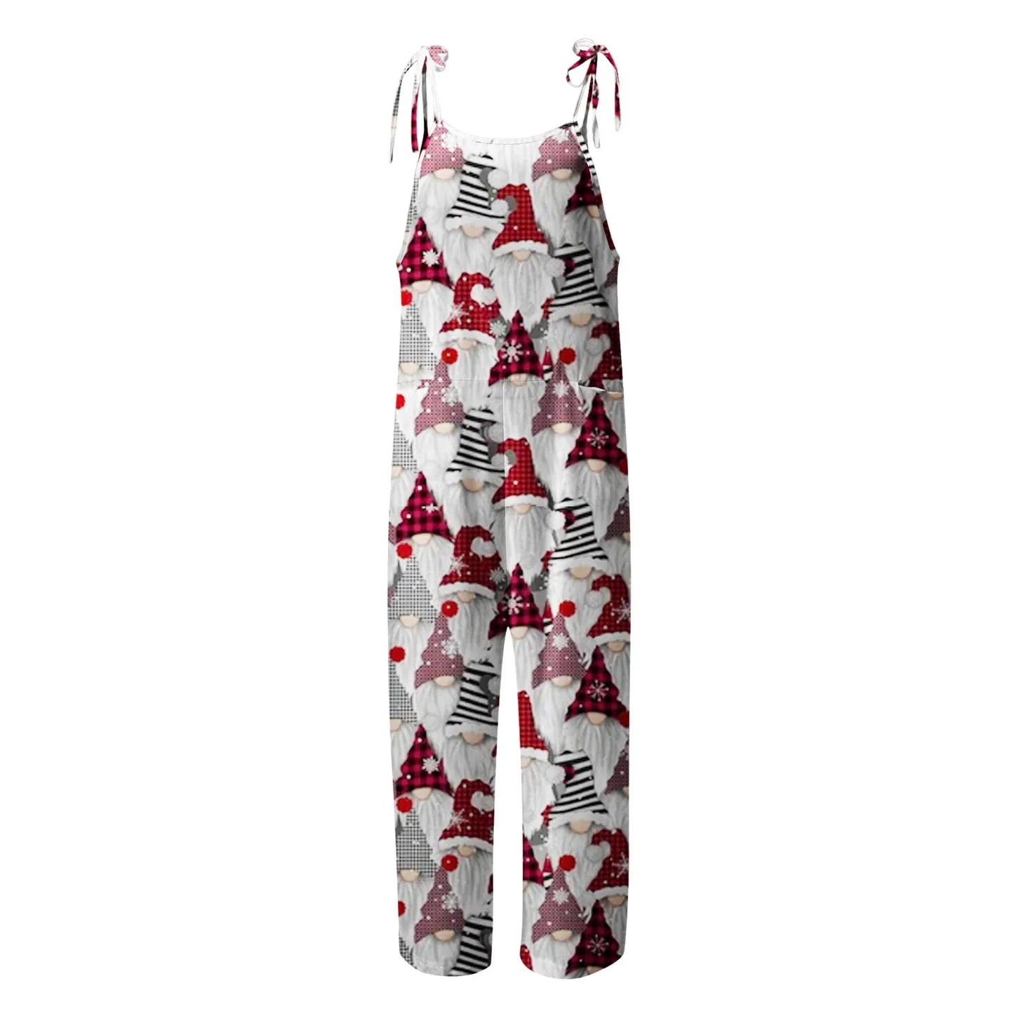 Women's Christmas Snowman Print Jumpsuit Wide Leg Rompers