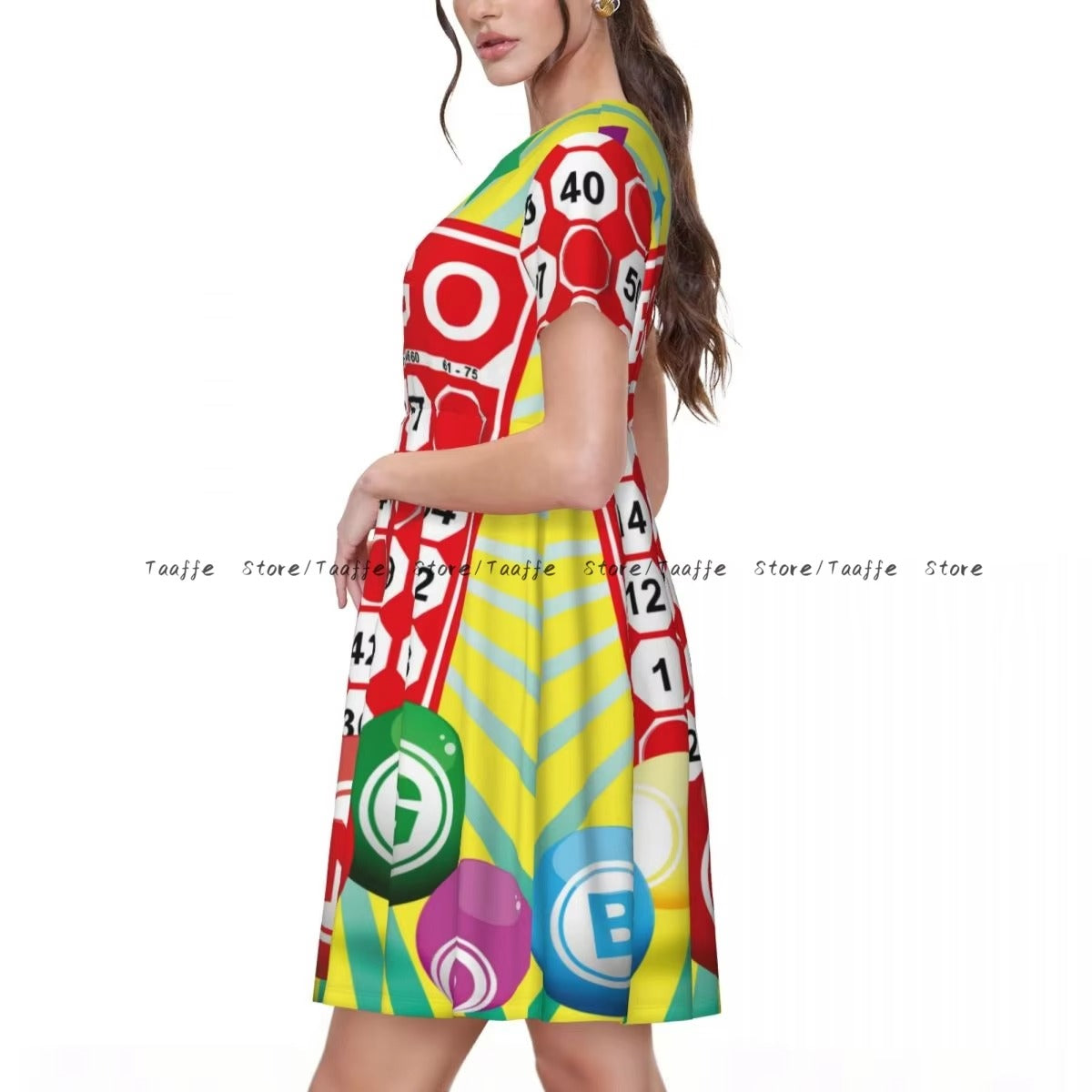 Bingo Night Casual Short Sleeve Waist Dress