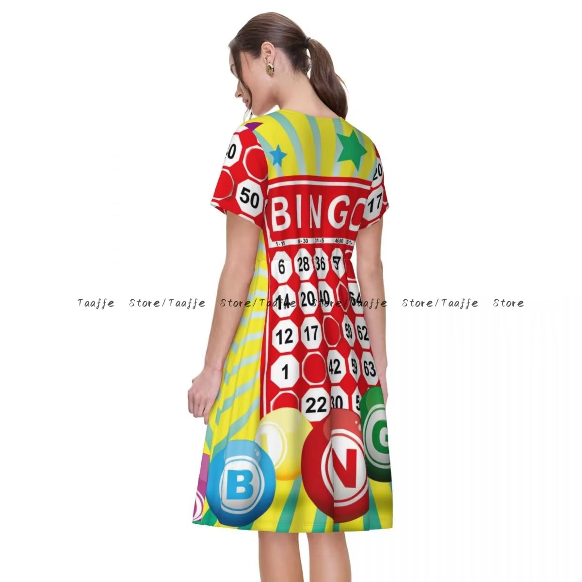 Bingo Night Casual Short Sleeve Waist Dress